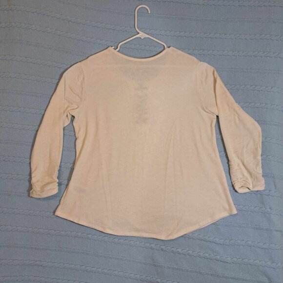 Democracy Women's 3/4‎ Sleeves Pullover Top Size XL Round Neck Heather Beige - Picture 2 of 14